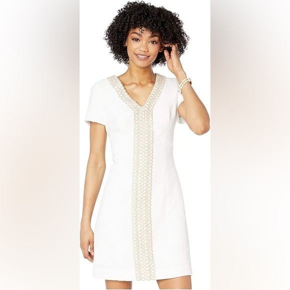 Lilly Pulitzer Dresses & Skirts - NWT Lilly Pulitzer Arie Stretch Shift Dress - Resort White Palm Paradise Sz 10
